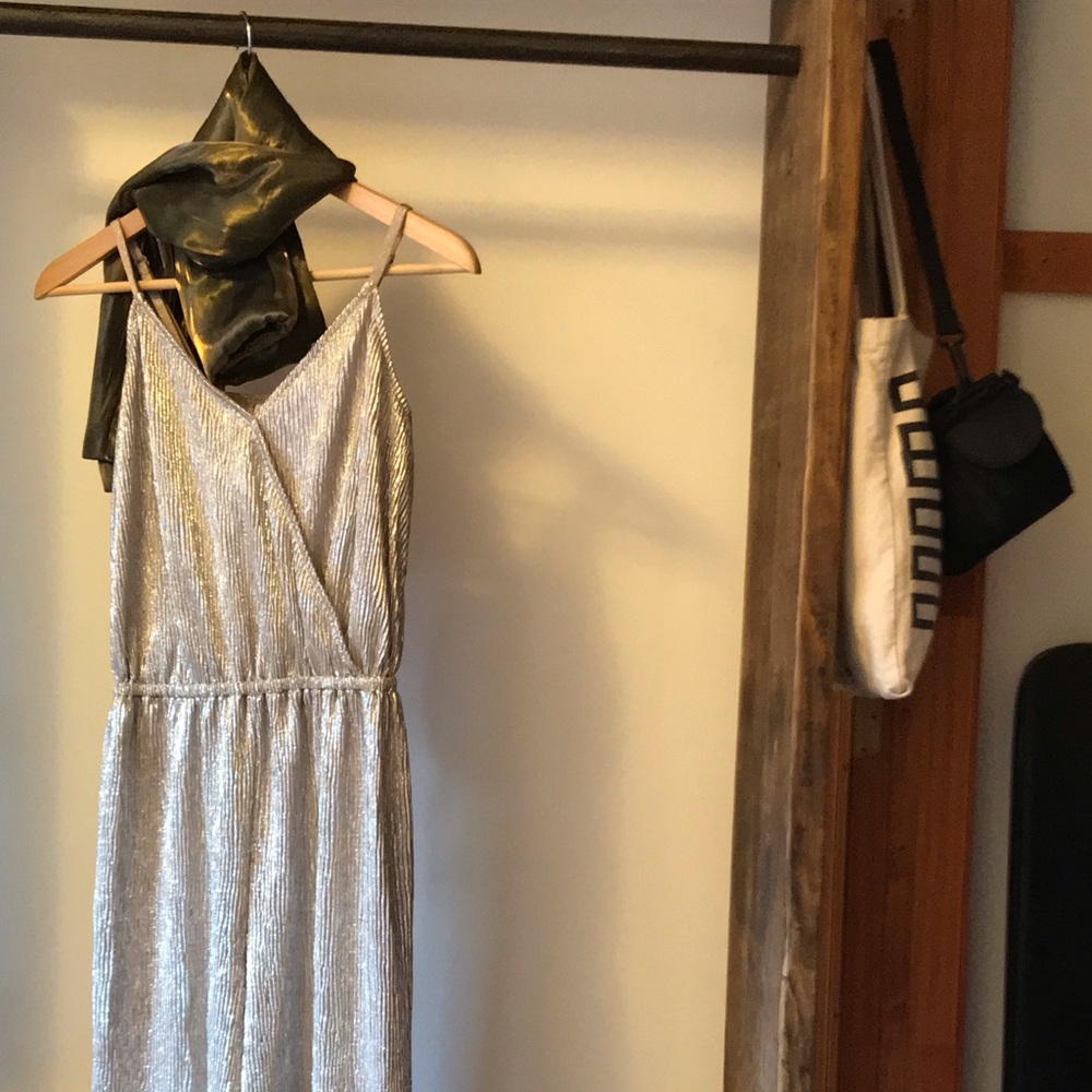 Glimmering gold jumpsuit with spaghetti straps!